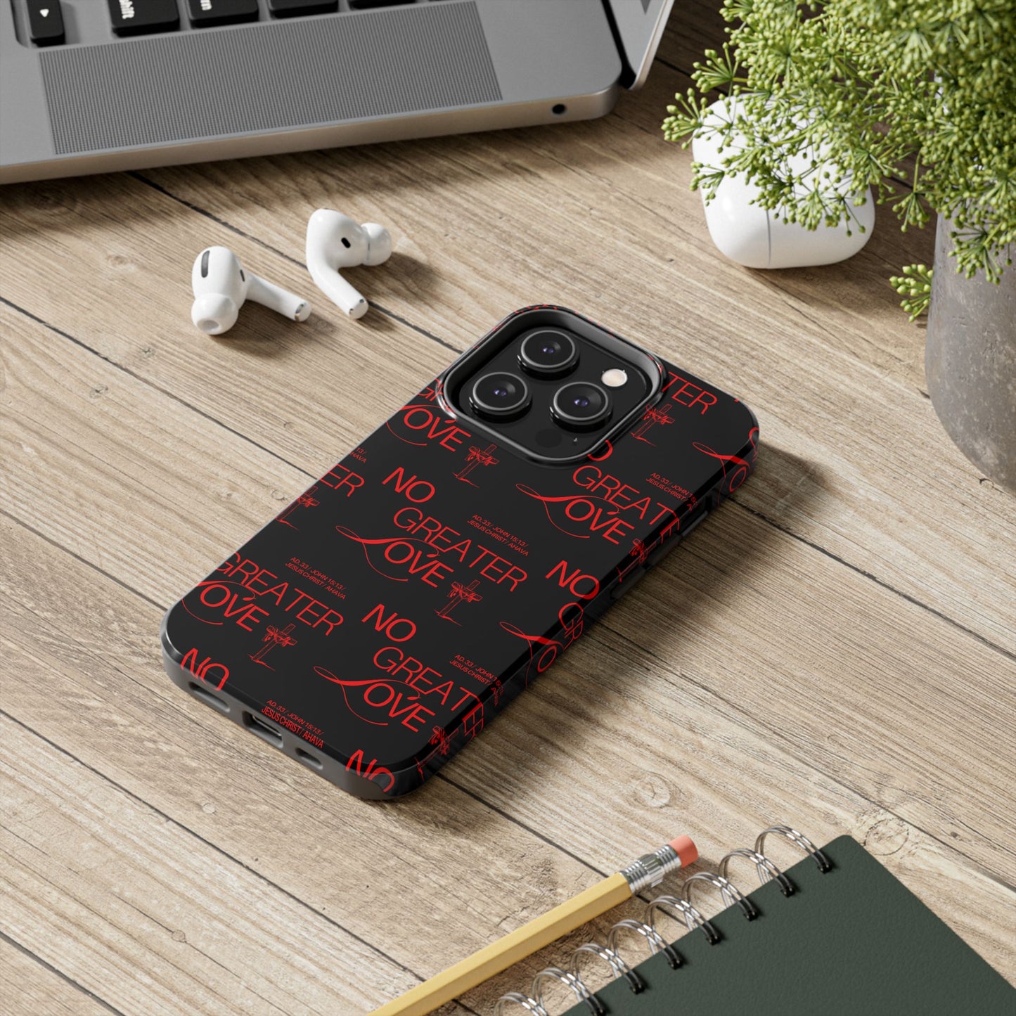 "No Greater Love" Red Phone Case