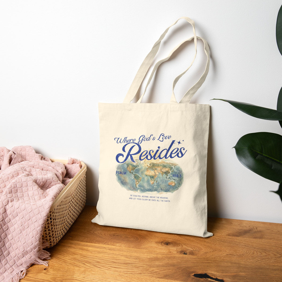 Where God's Love Resides Canvas Tote Bag | Blue