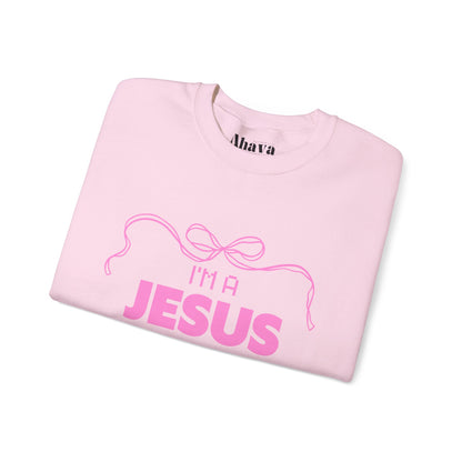Jesus girl in a Jesus World Sweatshirt