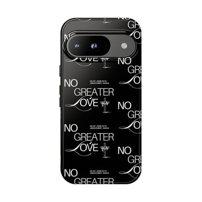No Greater Love Phone Case Black | John 15:13 Bible Verse Case | Sleek Christian Gift for Men | Tough Minimalist Scripture Cover