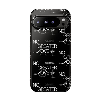 No Greater Love Phone Case Black | John 15:13 Bible Verse Case | Sleek Christian Gift for Men | Tough Minimalist Scripture Cover
