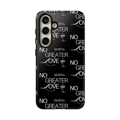 No Greater Love Phone Case Black | John 15:13 Bible Verse Case | Sleek Christian Gift for Men | Tough Minimalist Scripture Cover