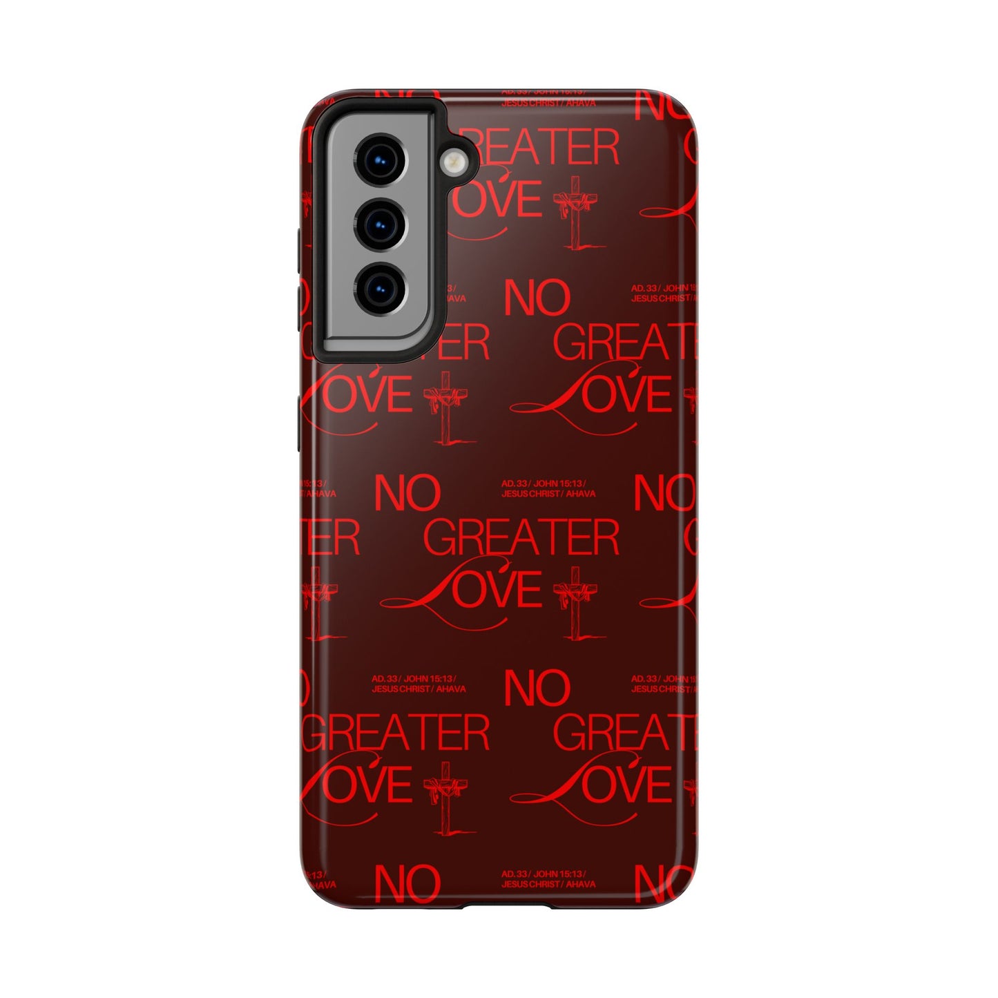 No Greater Love Phone Case Red | John 15:13 Scripture Case | Bold Christian Gift for Men & Women | Tough Protective Case