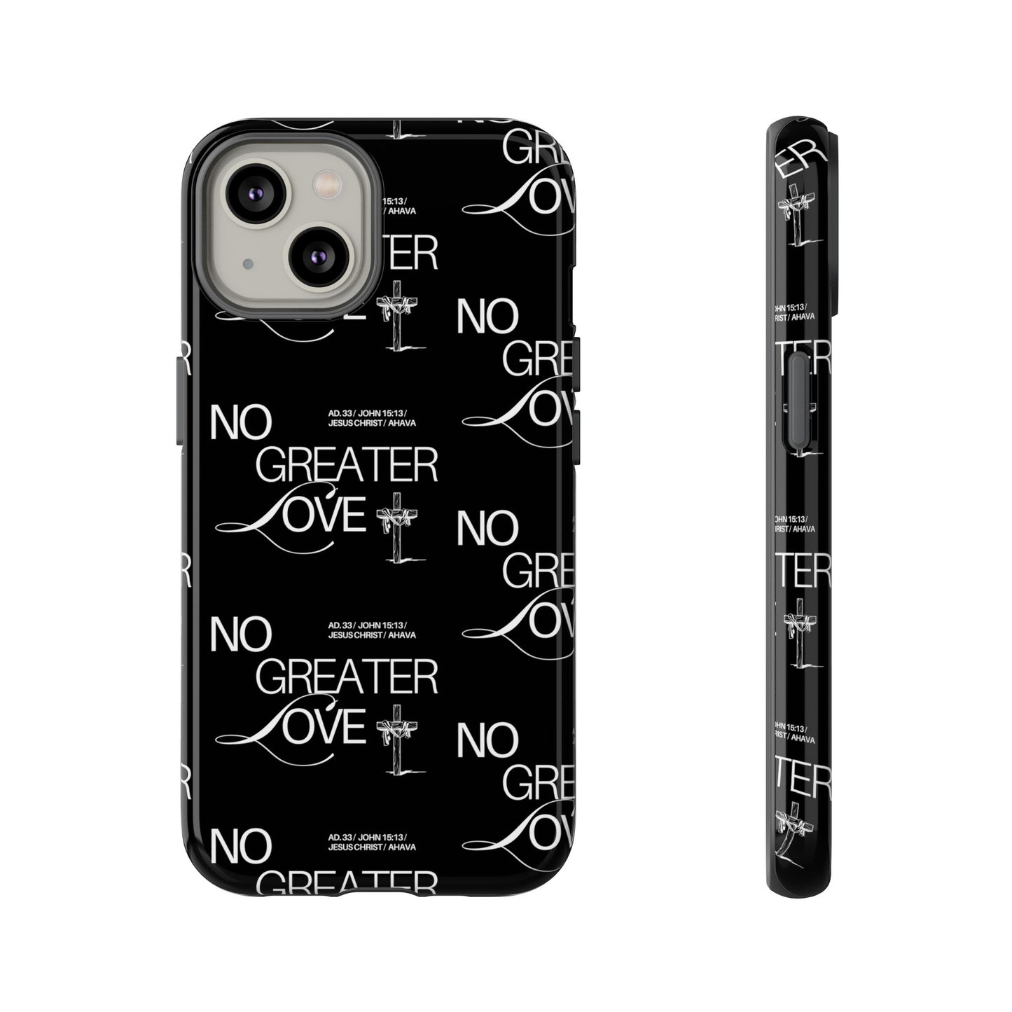 No Greater Love Phone Case Black | John 15:13 Bible Verse Case | Sleek Christian Gift for Men | Tough Minimalist Scripture Cover