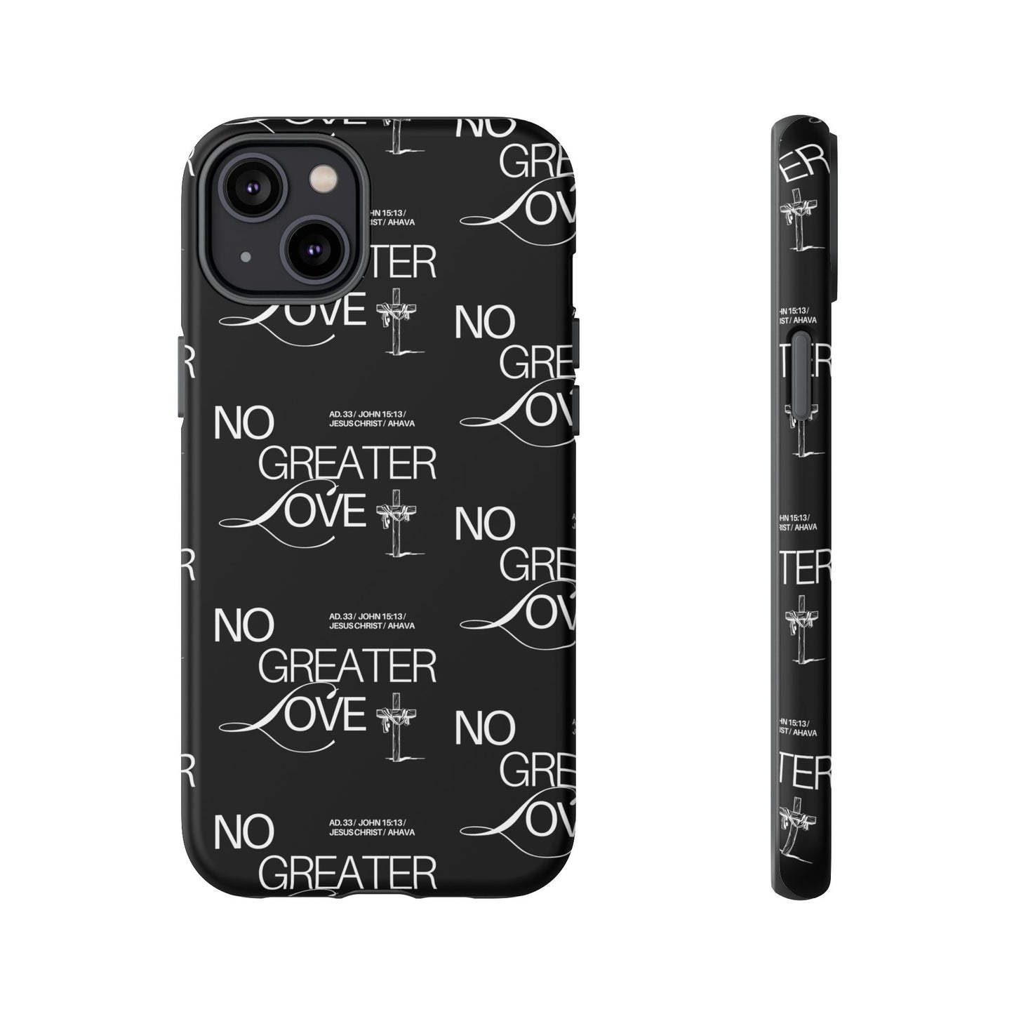No Greater Love Phone Case Black | John 15:13 Bible Verse Case | Sleek Christian Gift for Men | Tough Minimalist Scripture Cover