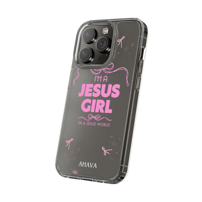Jesus Girl Pink Phone Case | Preppy Christian Cute Faith Based Gift | Soft Pink Aesthetic Clear Tough Case