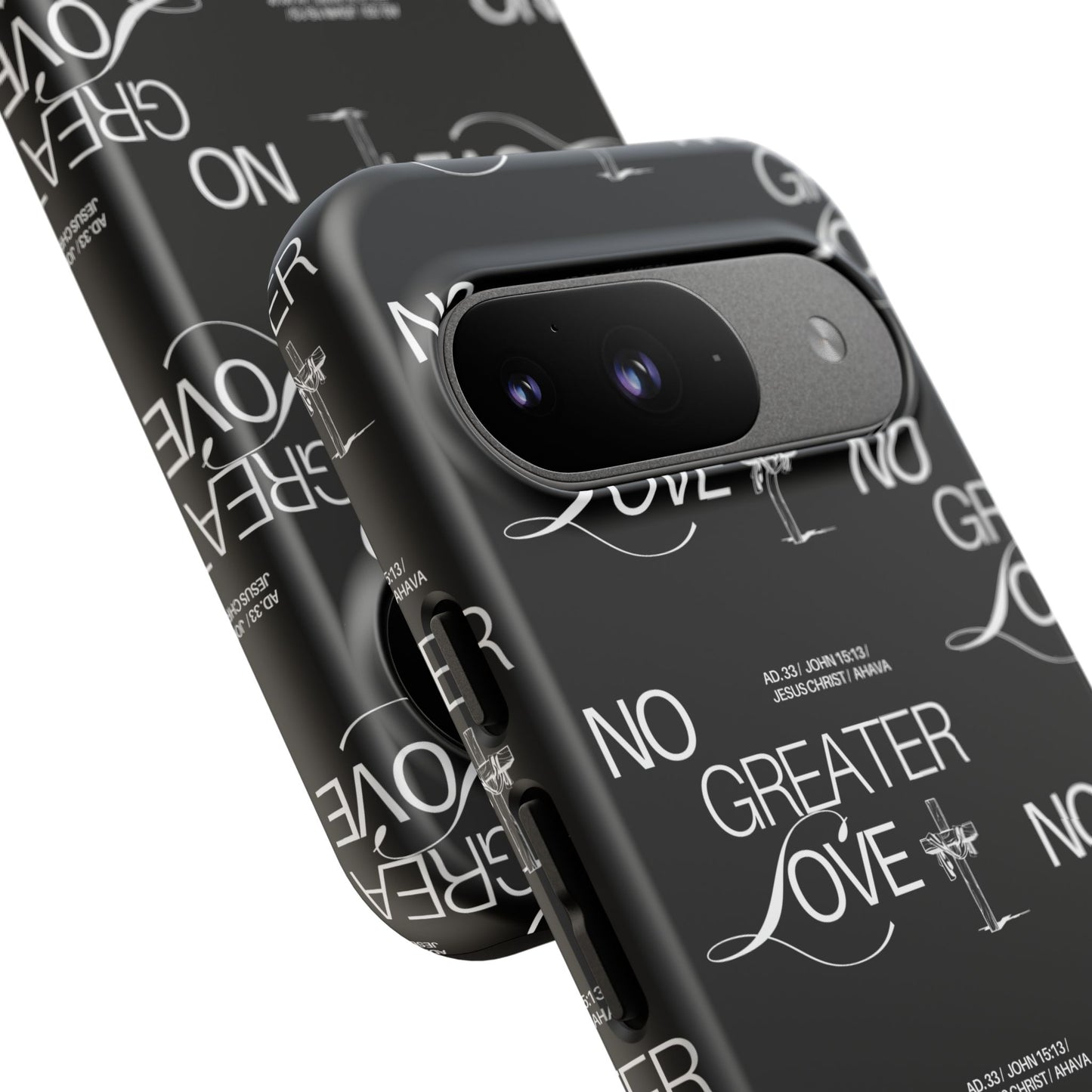 No Greater Love Phone Case Black | John 15:13 Bible Verse Case | Sleek Christian Gift for Men | Tough Minimalist Scripture Cover