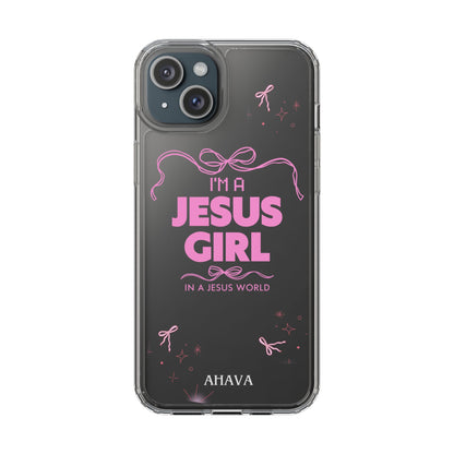 Jesus Girl Pink Phone Case | Preppy Christian Cute Faith Based Gift | Soft Pink Aesthetic Clear Tough Case
