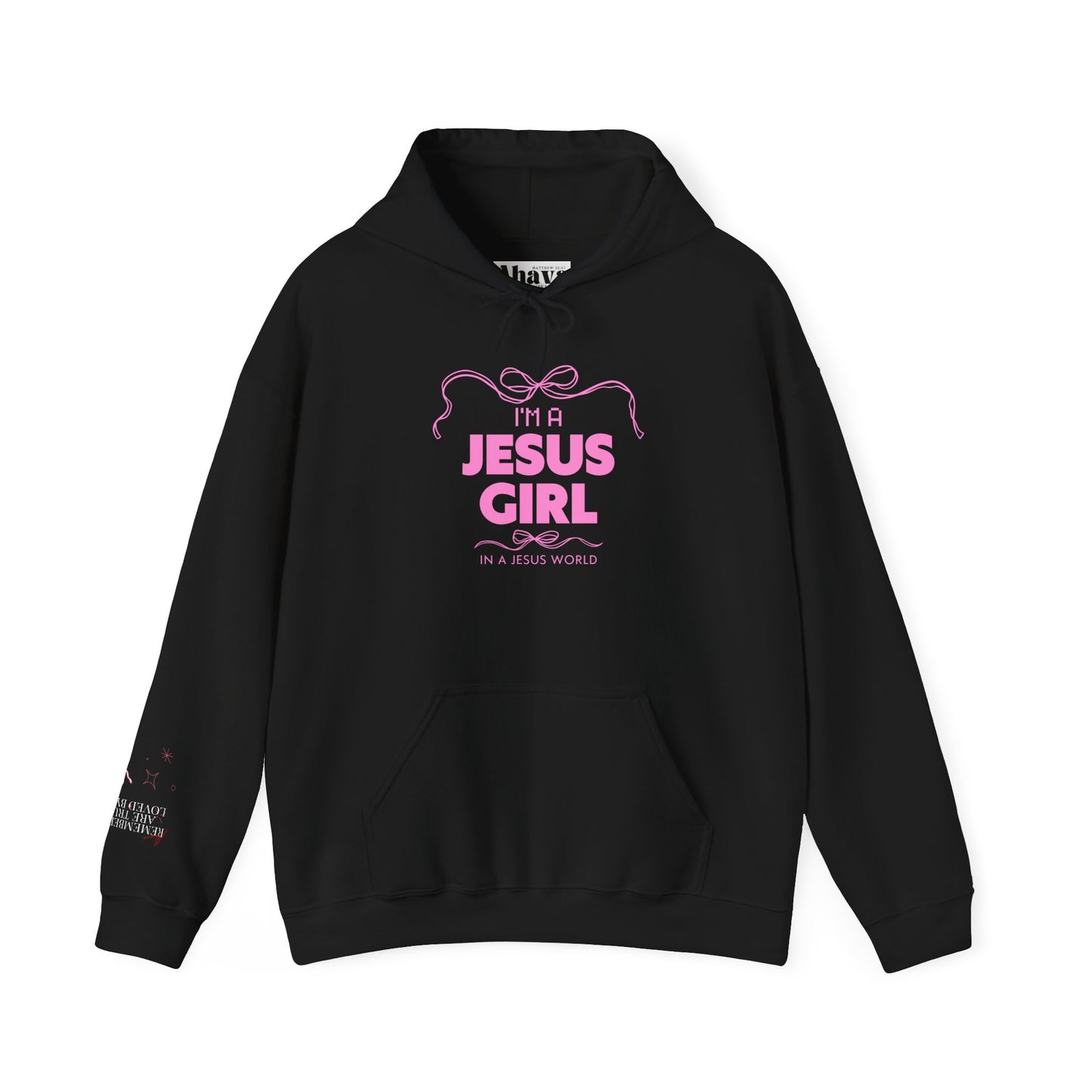 Jesus girl in a Jesus World Hoodie