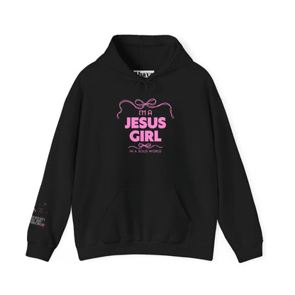 Jesus girl in a Jesus World Hoodie