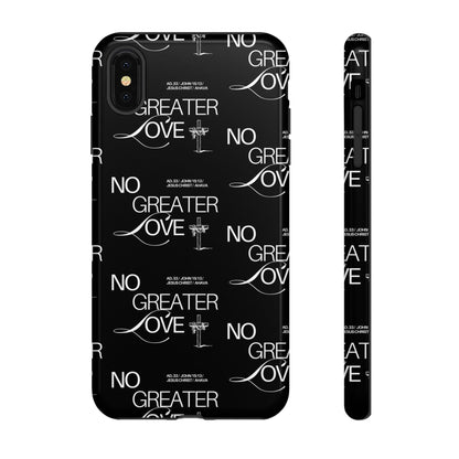 No Greater Love Phone Case Black | John 15:13 Bible Verse Case | Sleek Christian Gift for Men | Tough Minimalist Scripture Cover