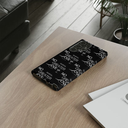 No Greater Love Phone Case Black | John 15:13 Bible Verse Case | Sleek Christian Gift for Men | Tough Minimalist Scripture Cover