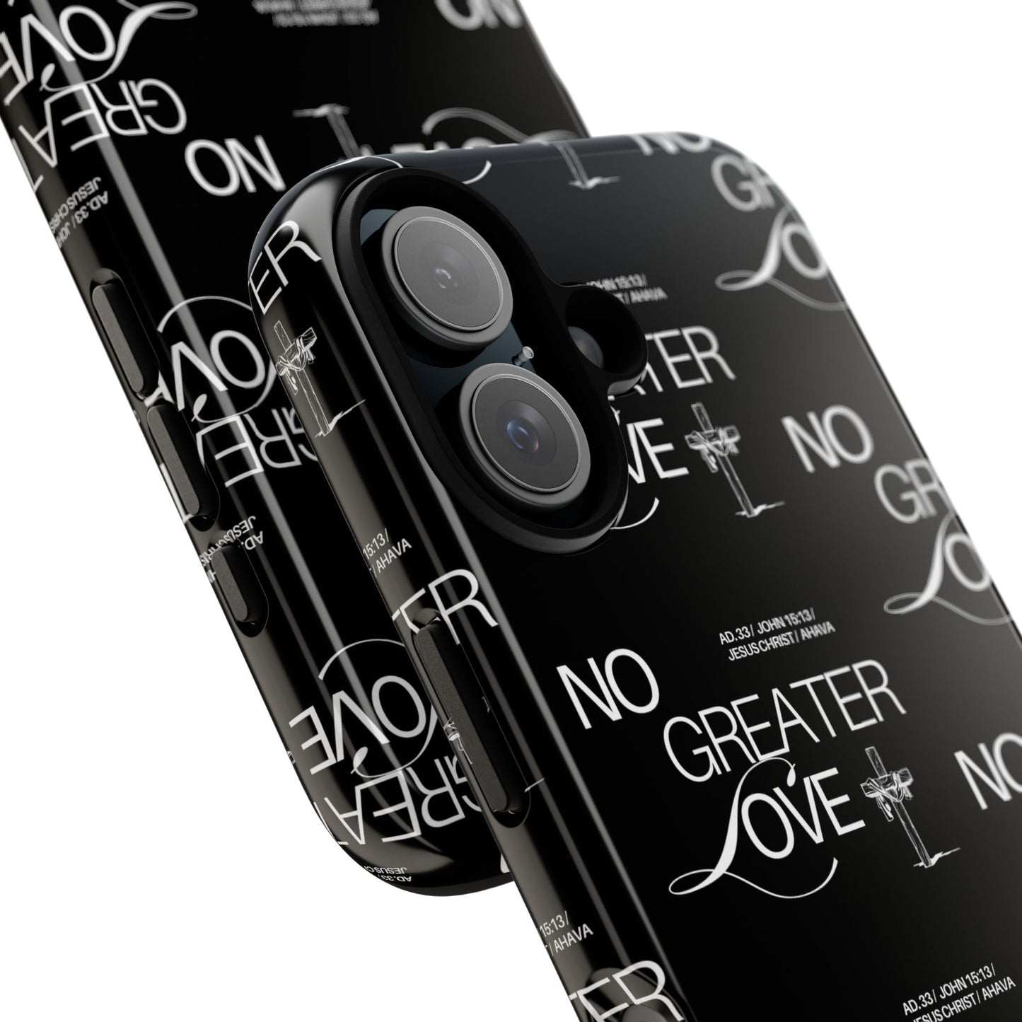 No Greater Love Phone Case Black | John 15:13 Bible Verse Case | Sleek Christian Gift for Men | Tough Minimalist Scripture Cover