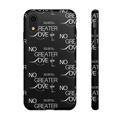 No Greater Love Phone Case Black | John 15:13 Bible Verse Case | Sleek Christian Gift for Men | Tough Minimalist Scripture Cover