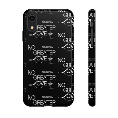 No Greater Love Phone Case Black | John 15:13 Bible Verse Case | Sleek Christian Gift for Men | Tough Minimalist Scripture Cover