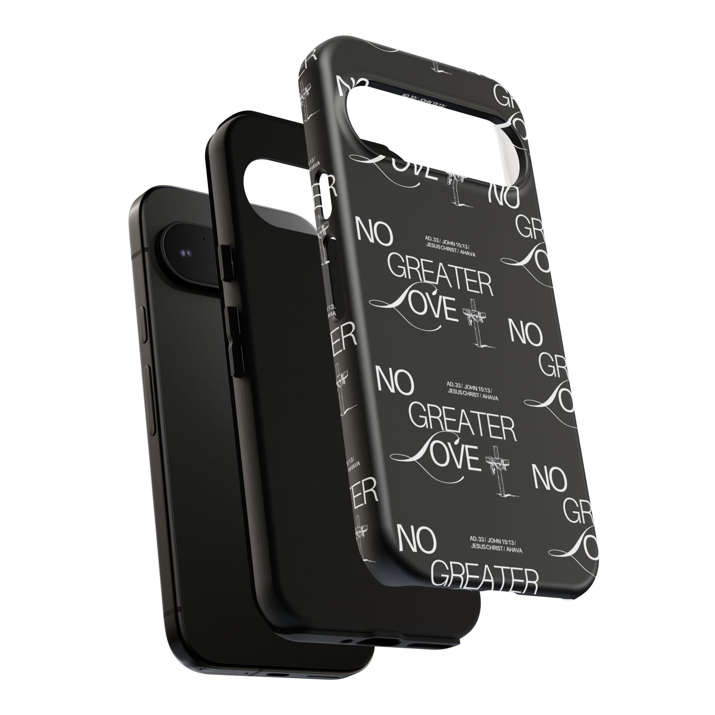 No Greater Love Phone Case Black | John 15:13 Bible Verse Case | Sleek Christian Gift for Men | Tough Minimalist Scripture Cover