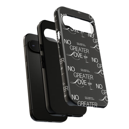 No Greater Love Phone Case Black | John 15:13 Bible Verse Case | Sleek Christian Gift for Men | Tough Minimalist Scripture Cover