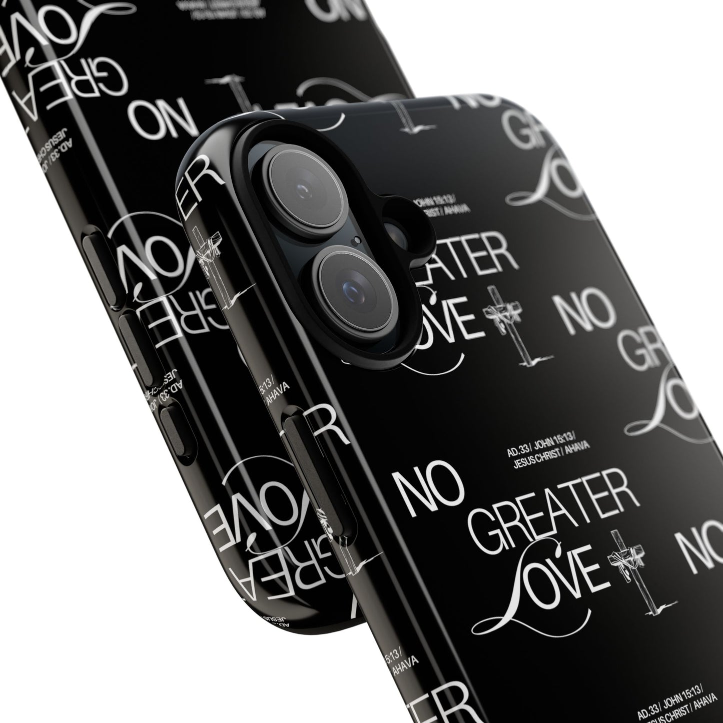 No Greater Love Phone Case Black | John 15:13 Bible Verse Case | Sleek Christian Gift for Men | Tough Minimalist Scripture Cover