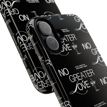 No Greater Love Phone Case Black | John 15:13 Bible Verse Case | Sleek Christian Gift for Men | Tough Minimalist Scripture Cover
