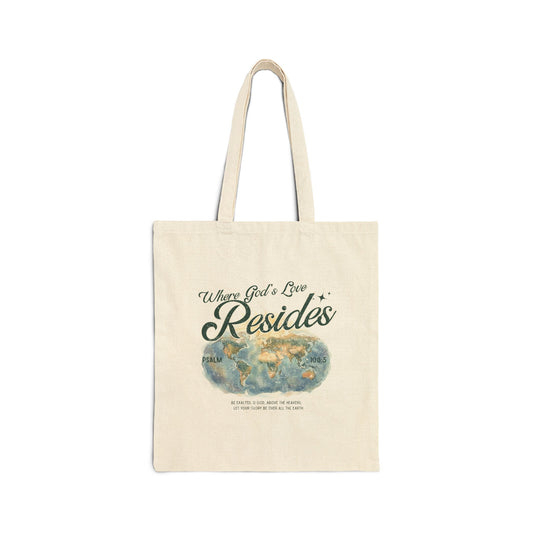 Where God's Love Resides Canvas Tote Bag | Green