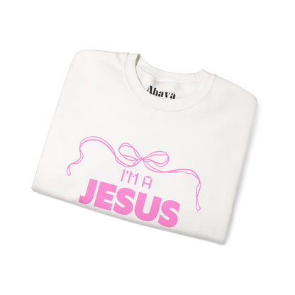 Jesus girl in a Jesus World Sweatshirt