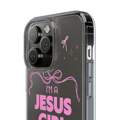 Jesus Girl Pink Phone Case | Preppy Christian Cute Faith Based Gift | Soft Pink Aesthetic Clear Tough Case