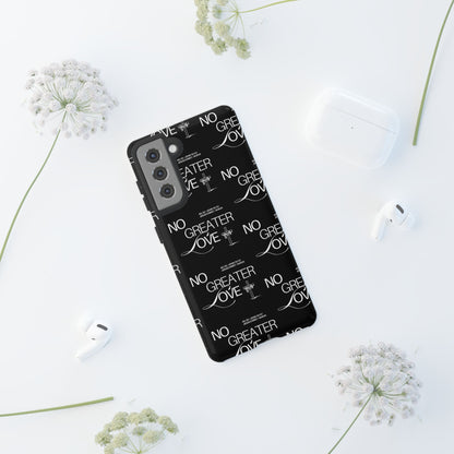No Greater Love Phone Case Black | John 15:13 Bible Verse Case | Sleek Christian Gift for Men | Tough Minimalist Scripture Cover