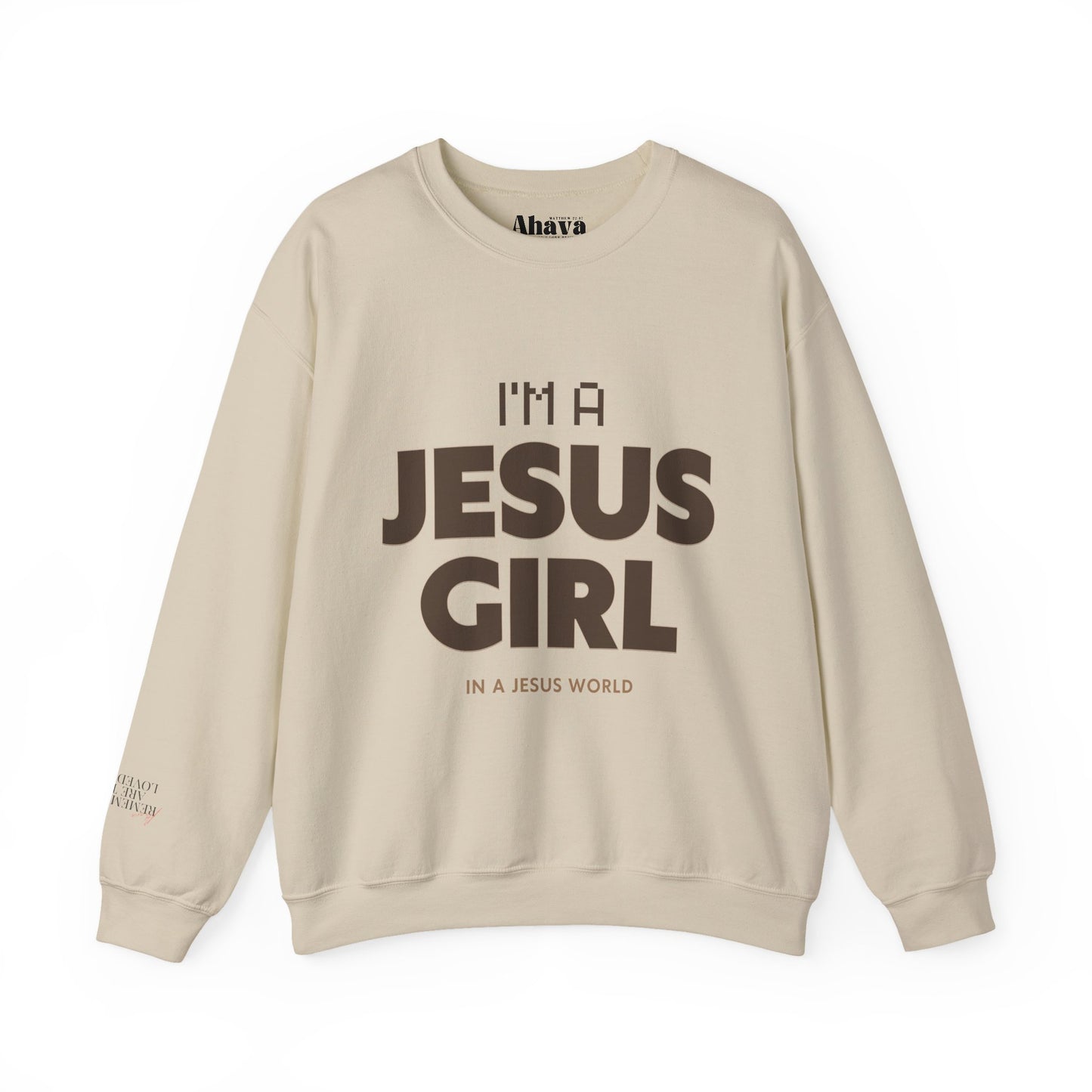 Jesus girl in a Jesus World Sweatshirt