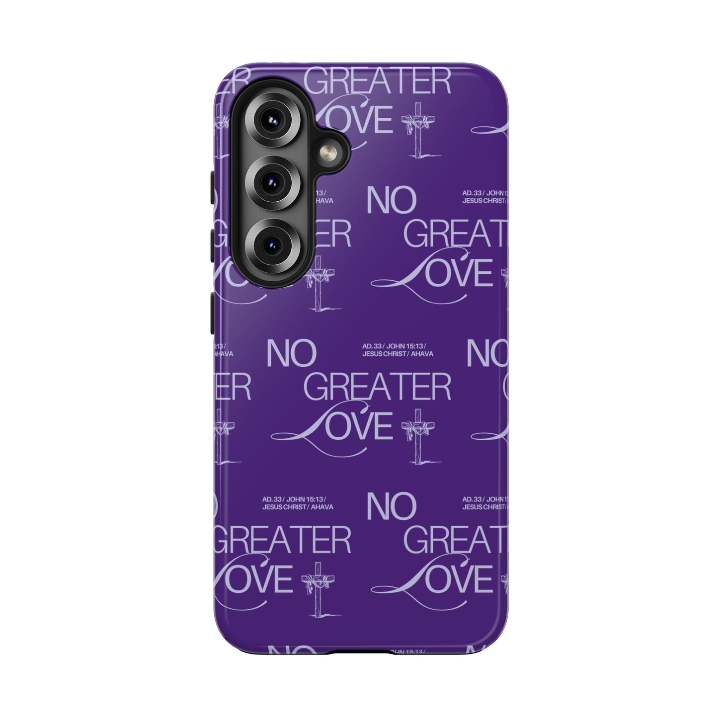 No Greater Love Phone Case Lavender | John 15:13 Bible Verse Cover  | Dreamy Christian Aesthetic Gift | Tough Floral Scripture Case