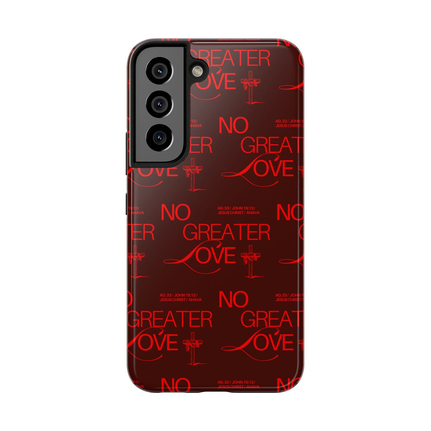 No Greater Love Phone Case Red | John 15:13 Scripture Case | Bold Christian Gift for Men & Women | Tough Protective Case