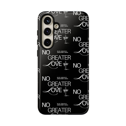 No Greater Love Phone Case Black | John 15:13 Bible Verse Case | Sleek Christian Gift for Men | Tough Minimalist Scripture Cover