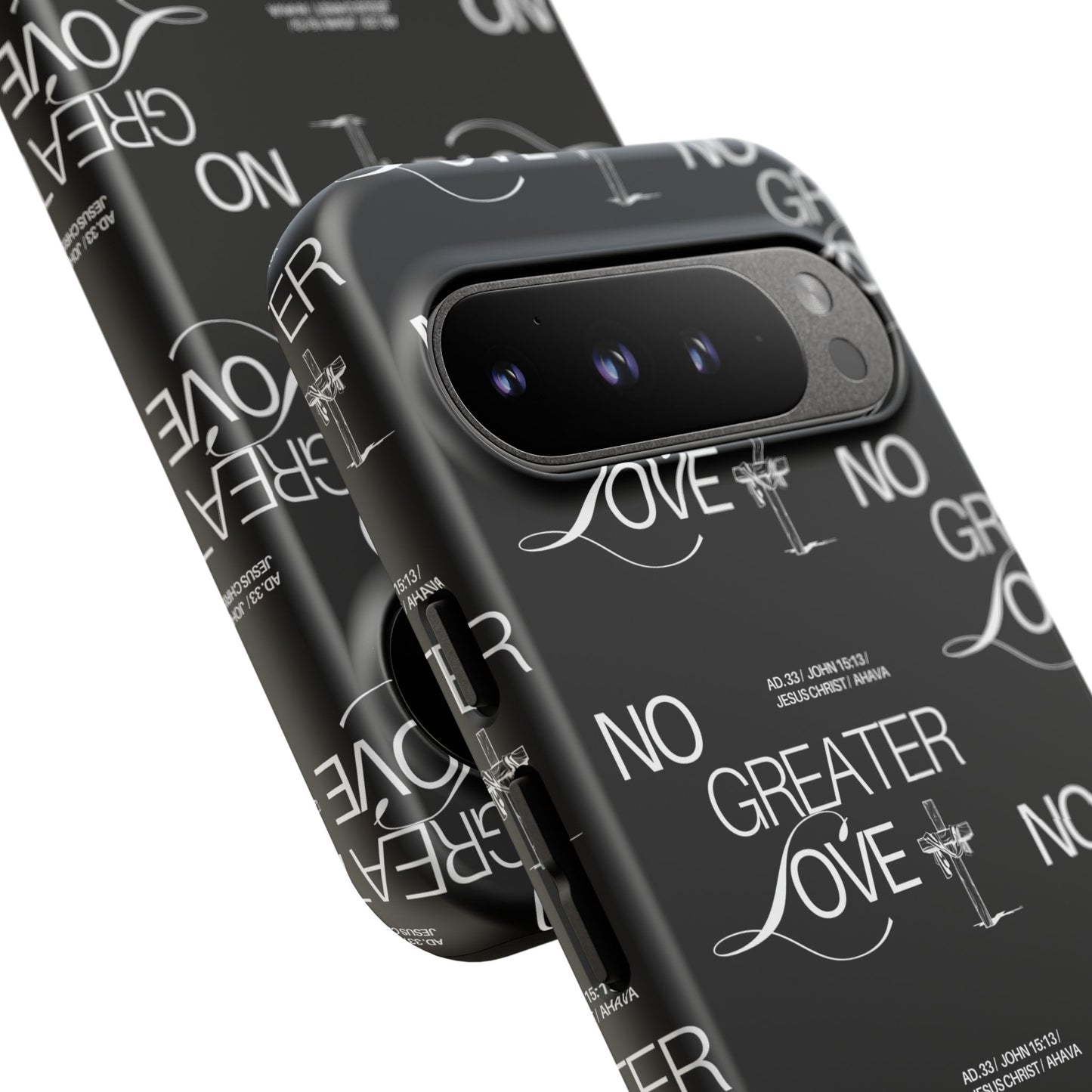 No Greater Love Phone Case Black | John 15:13 Bible Verse Case | Sleek Christian Gift for Men | Tough Minimalist Scripture Cover