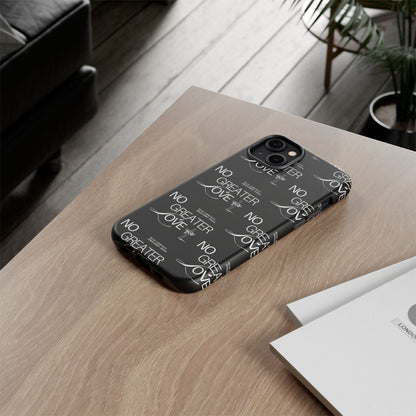 No Greater Love Phone Case Black | John 15:13 Bible Verse Case | Sleek Christian Gift for Men | Tough Minimalist Scripture Cover