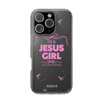 Jesus Girl Pink Phone Case | Preppy Christian Cute Faith Based Gift | Soft Pink Aesthetic Clear Tough Case