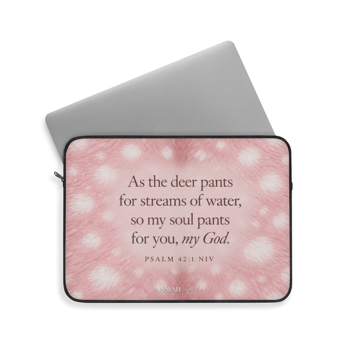 Psalm 42:1 Blush Pink Fawn Laptop Sleeve | As the Deer Pants