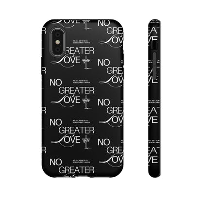 No Greater Love Phone Case Black | John 15:13 Bible Verse Case | Sleek Christian Gift for Men | Tough Minimalist Scripture Cover