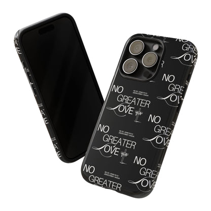 No Greater Love Phone Case Black | John 15:13 Bible Verse Case | Sleek Christian Gift for Men | Tough Minimalist Scripture Cover