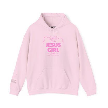 Jesus girl in a Jesus World Hoodie