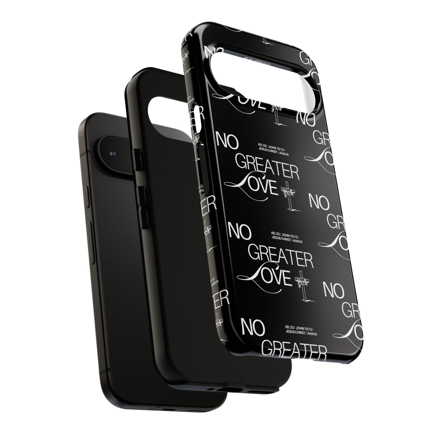 No Greater Love Phone Case Black | John 15:13 Bible Verse Case | Sleek Christian Gift for Men | Tough Minimalist Scripture Cover