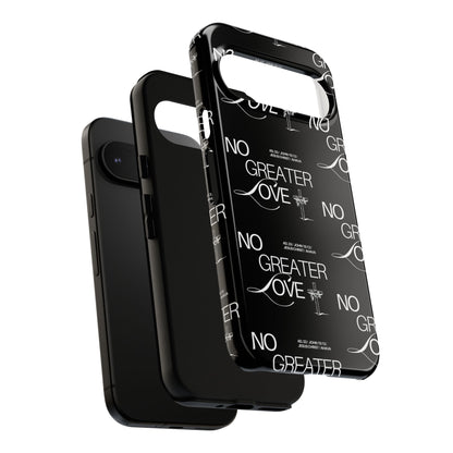 No Greater Love Phone Case Black | John 15:13 Bible Verse Case | Sleek Christian Gift for Men | Tough Minimalist Scripture Cover