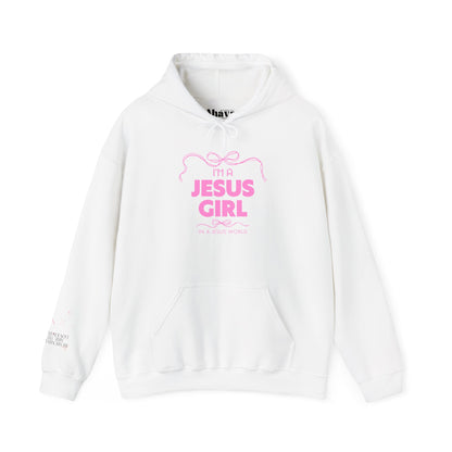 Jesus girl in a Jesus World Hoodie