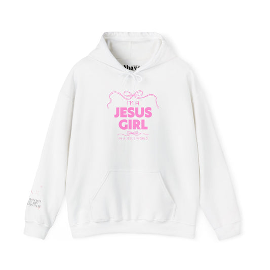 Jesus girl in a Jesus World Hoodie