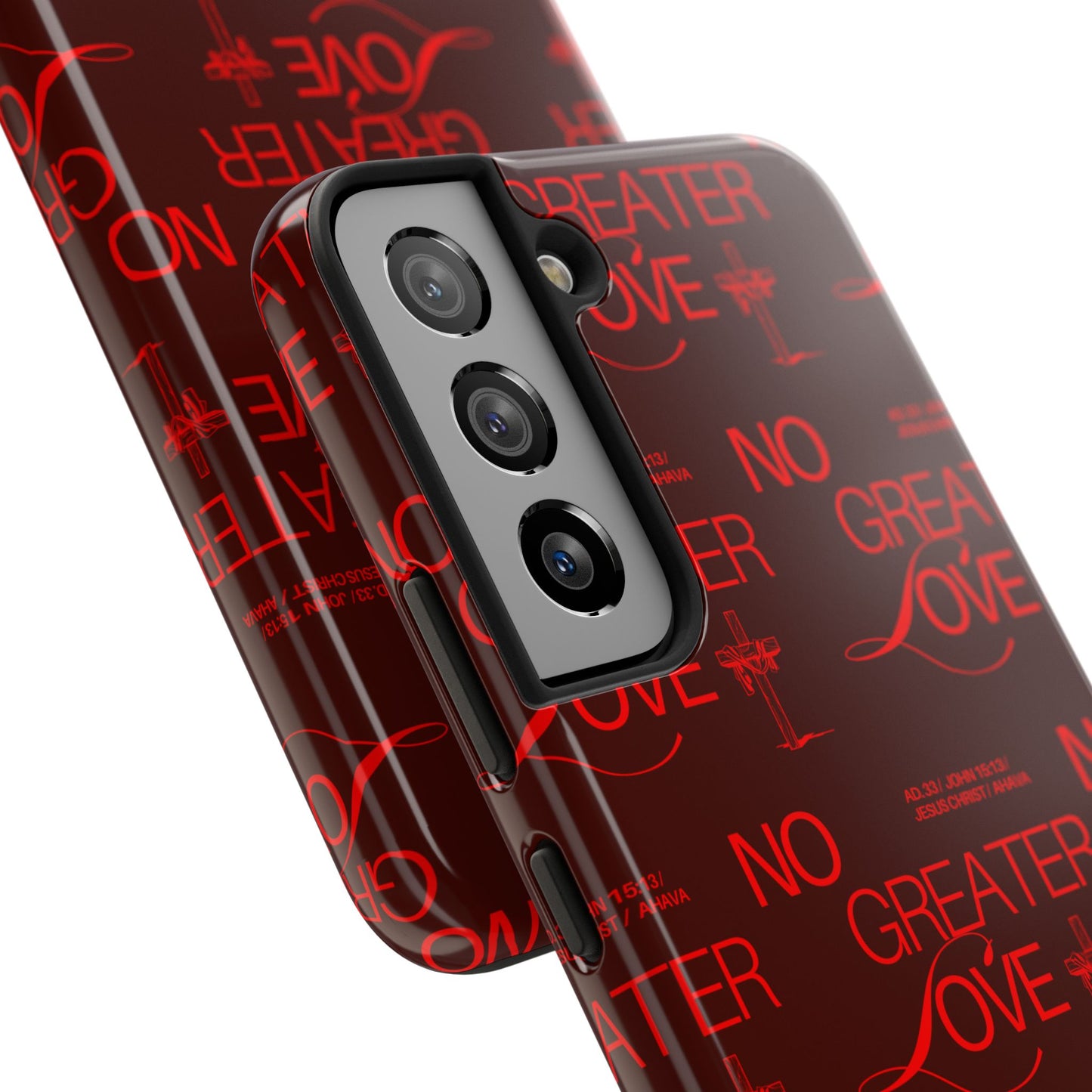 No Greater Love Phone Case Red | John 15:13 Scripture Case | Bold Christian Gift for Men & Women | Tough Protective Case