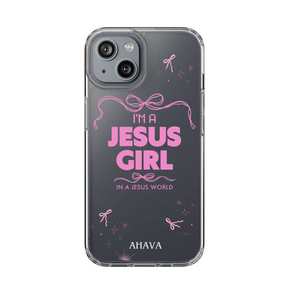 Jesus Girl Pink Phone Case | Preppy Christian Cute Faith Based Gift | Soft Pink Aesthetic Clear Tough Case