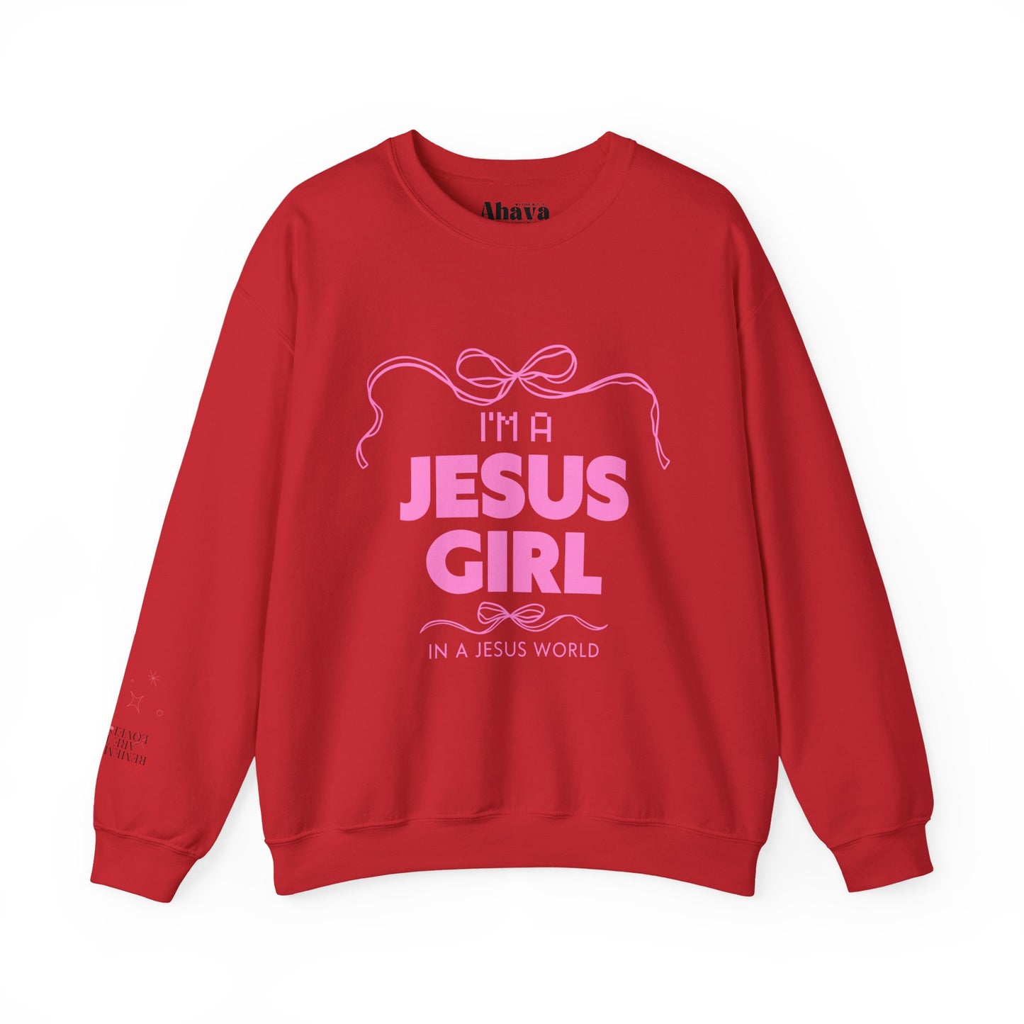 Jesus girl in a Jesus World Sweatshirt