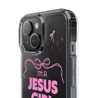 Jesus Girl Pink Phone Case | Preppy Christian Cute Faith Based Gift | Soft Pink Aesthetic Clear Tough Case