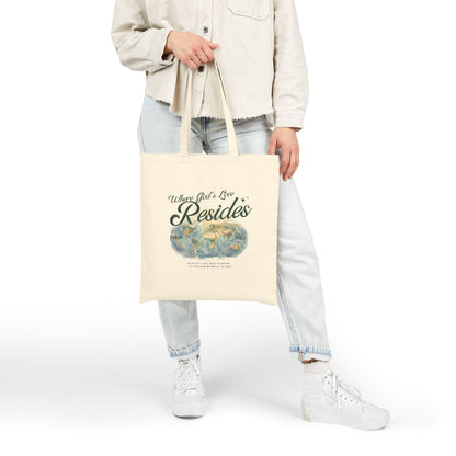 Where God's Love Resides Canvas Tote Bag | Green