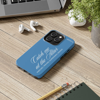 "Catch Me at the Altar" Light Blue Phone Case