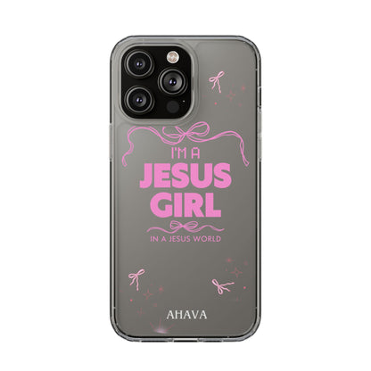 Jesus Girl Pink Phone Case | Preppy Christian Cute Faith Based Gift | Soft Pink Aesthetic Clear Tough Case