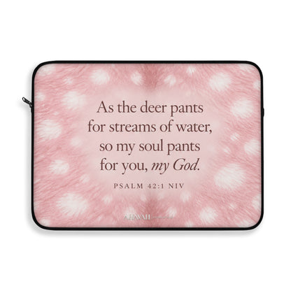 Psalm 42:1 Blush Pink Fawn Laptop Sleeve | As the Deer Pants